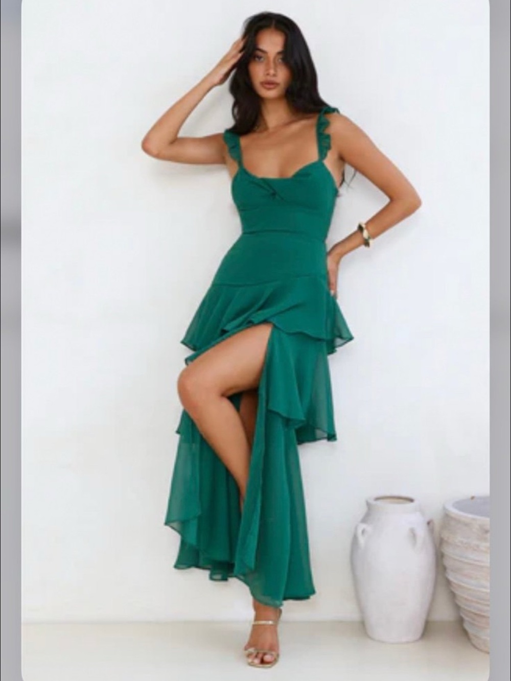 Hello Molly Emerald Ruffled Maxi Dress